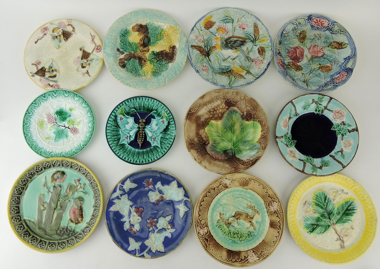 Majolica lot of 12 plates 6 1/2 to 8 1/2" (1 of 1)