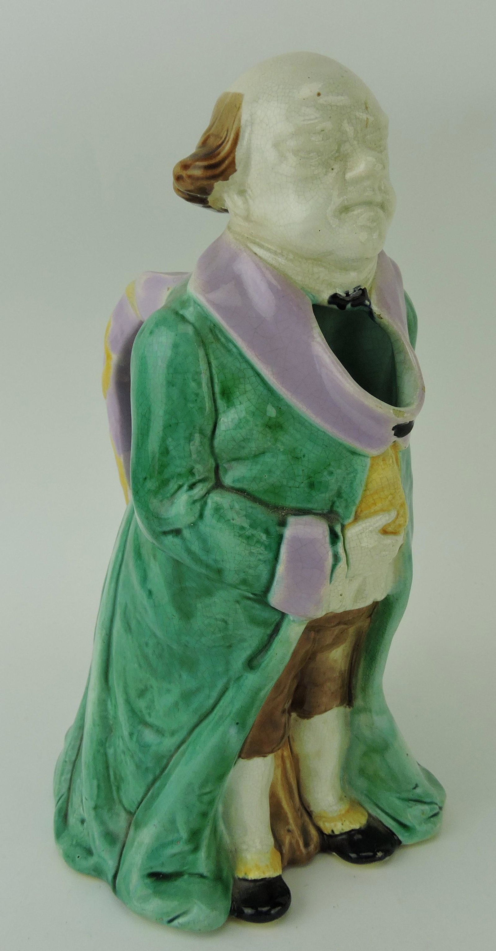 Majolica figural pitcher of 'Judge' with (1 of 1)