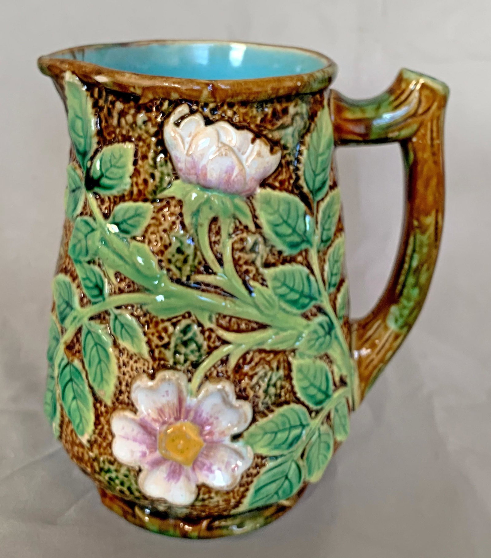 George Jones  'roseâ€™ rustic  pitcher, (1 of 3)