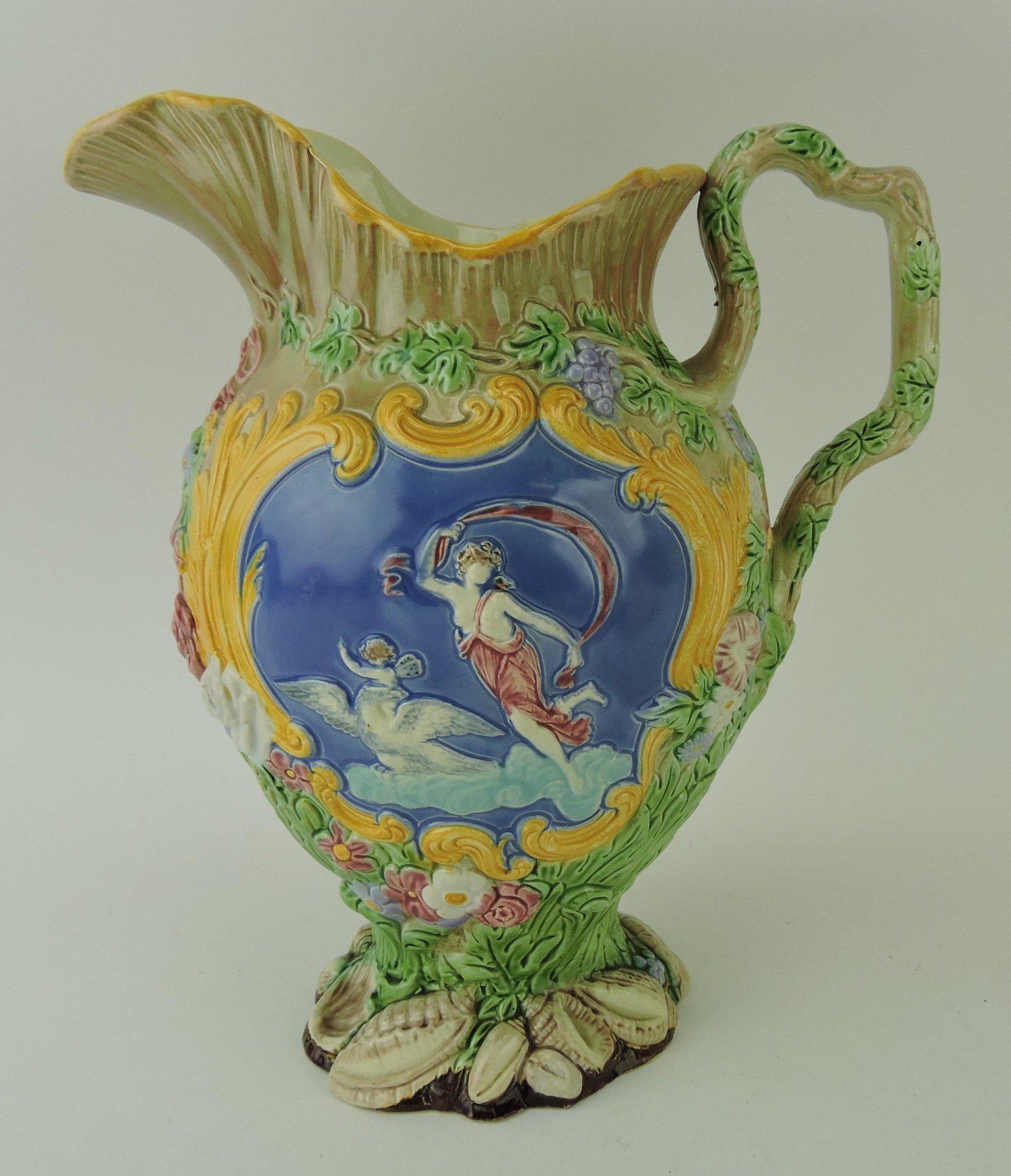 Copeland majolica classical pitcher,: 10"
