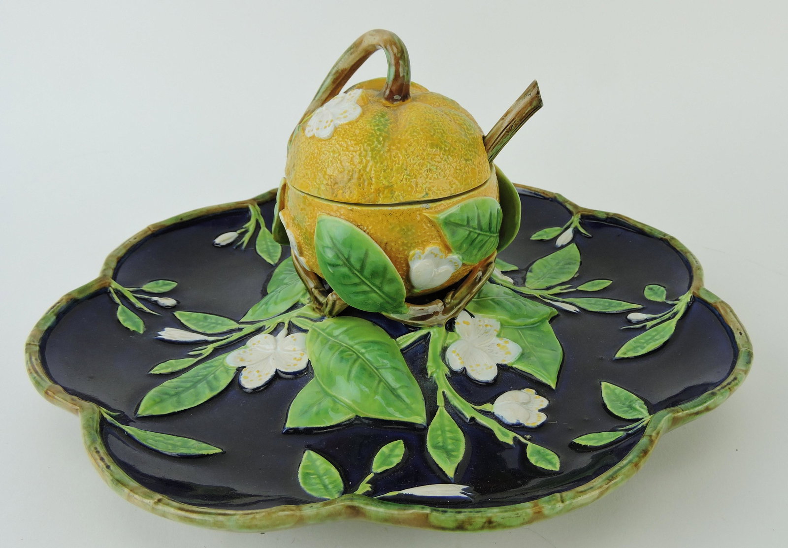 George Jones majolica cobalt orange (1 of 3)