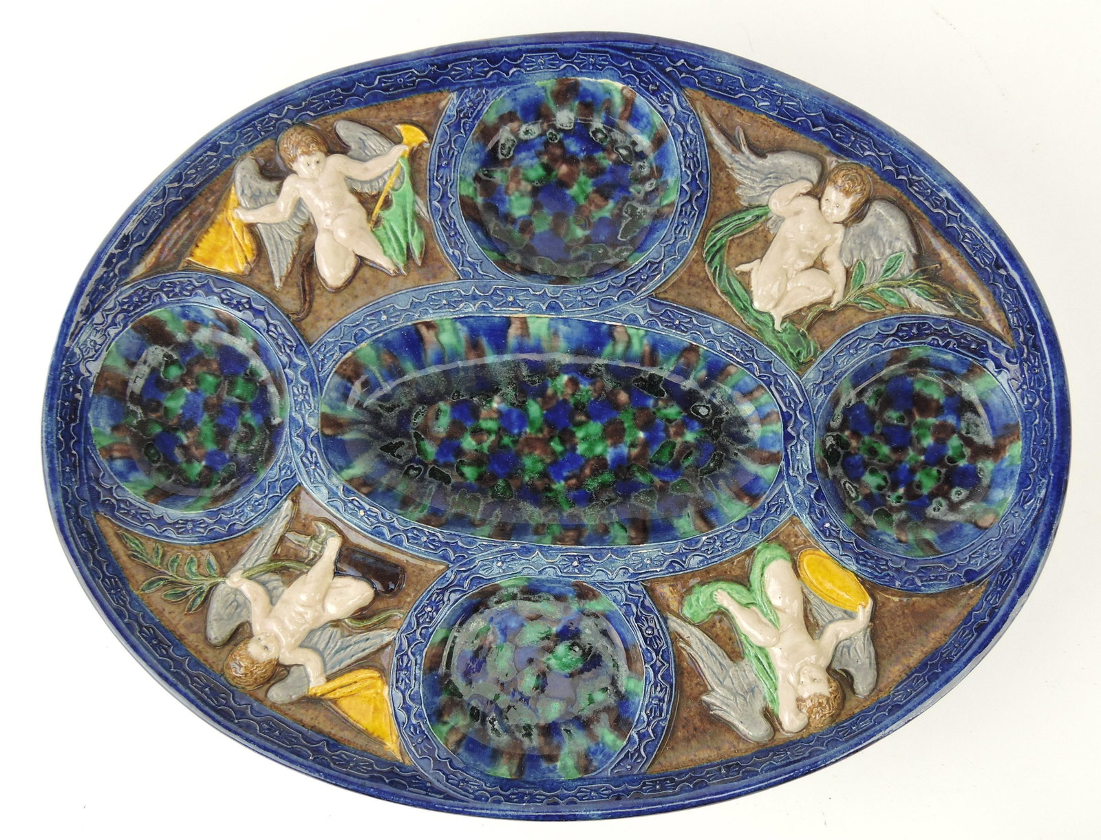 Georges Pull French Palissy oval plaque, (1 of 2)