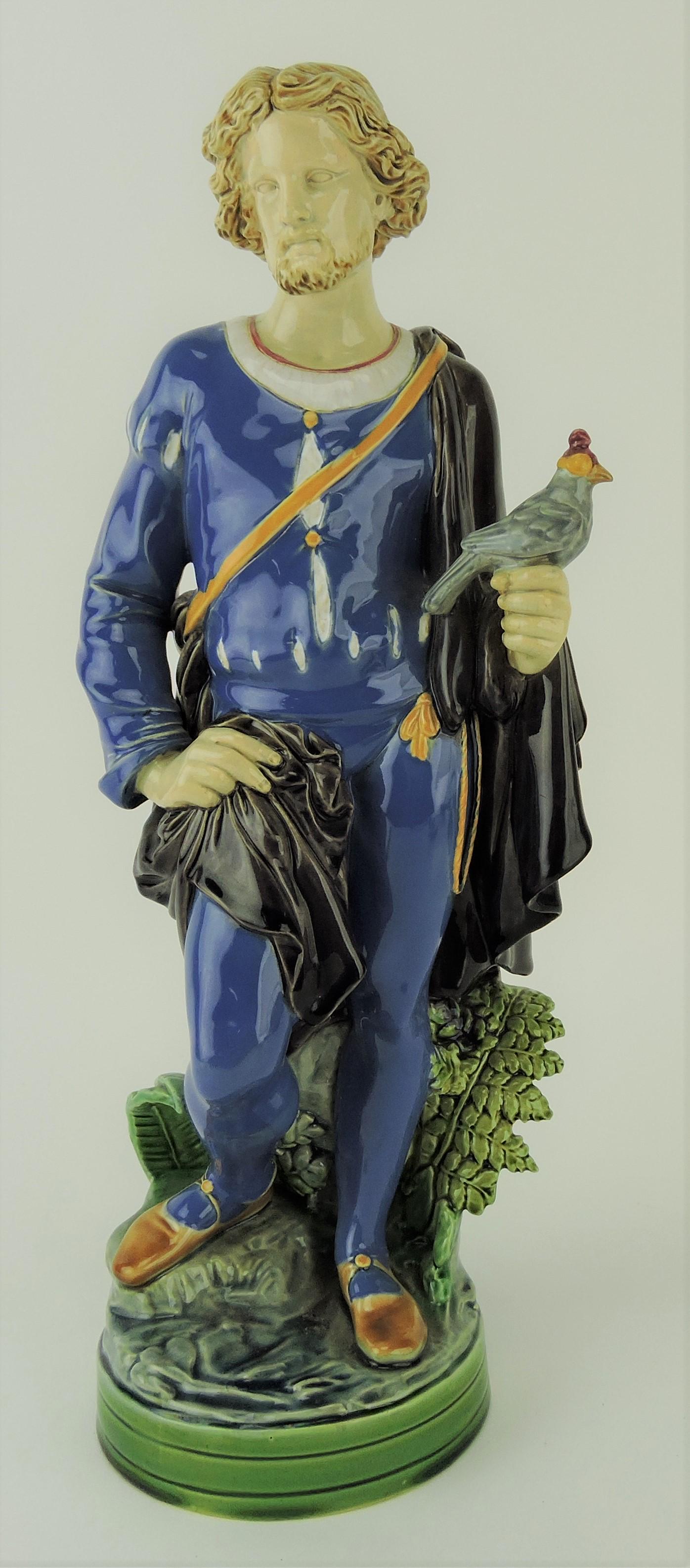 Minton majolica figure of a "Falconer" (1 of 2)