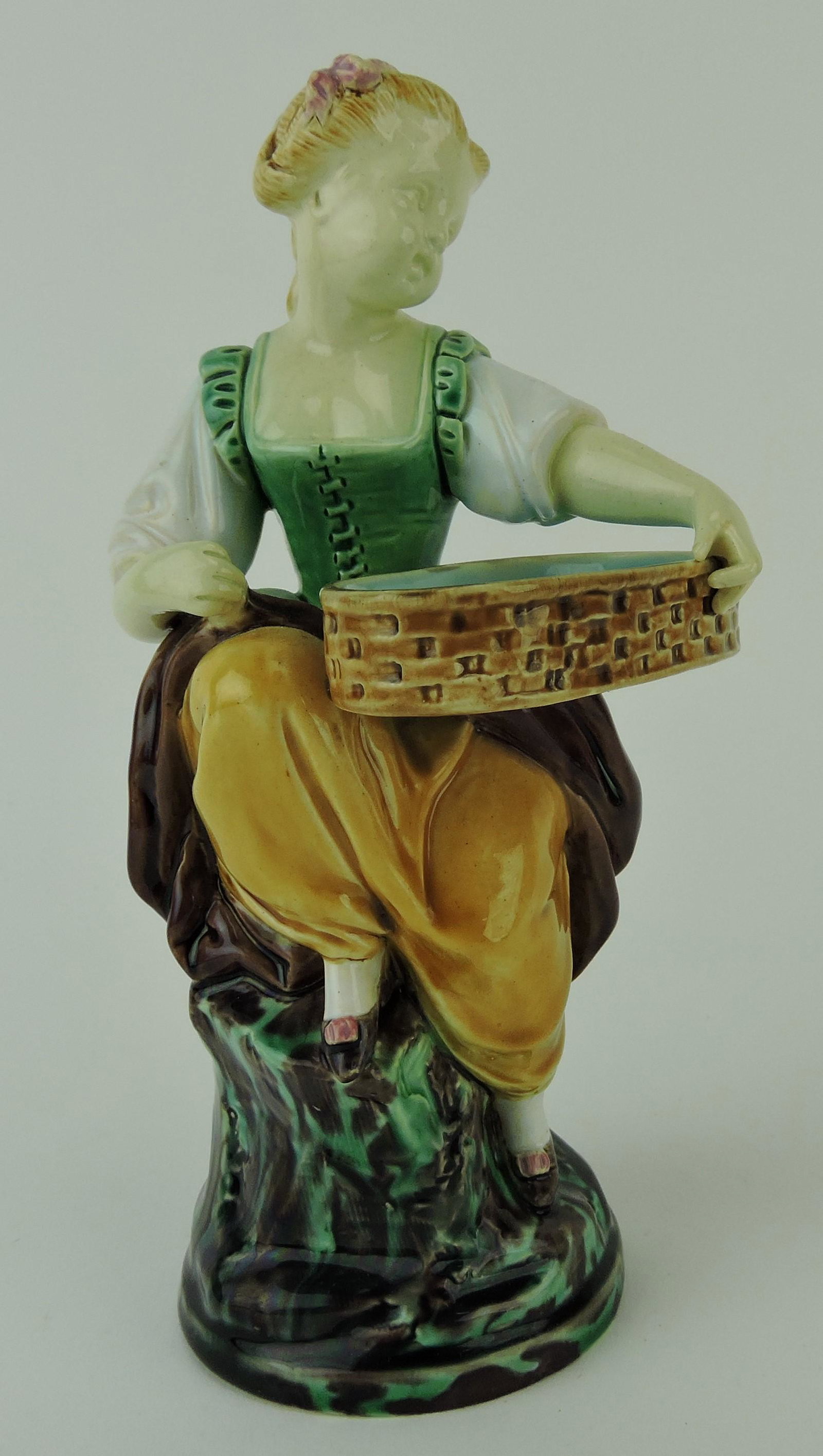 Minton majolica Hogwarth girl and boy with (1 of 1)