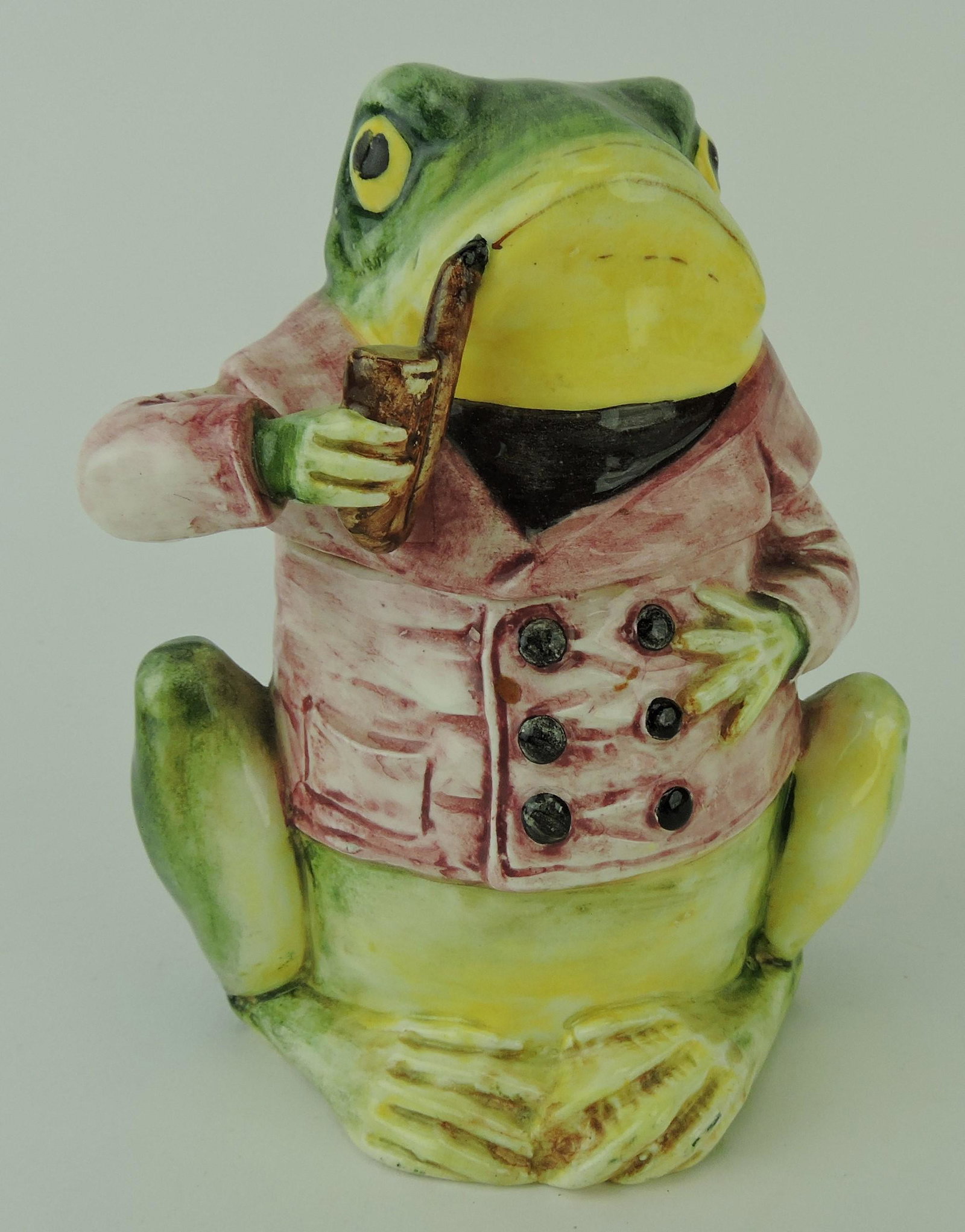 Continental majolica frog with pipe (1 of 1)