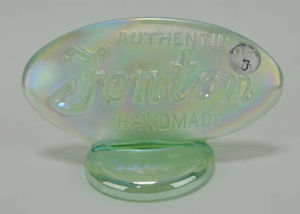 Fenton green opalescent dealer: shelf sign