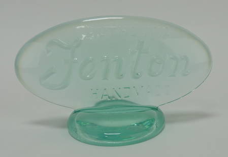 Fenton green/blue opalescent dealer: shelf sign