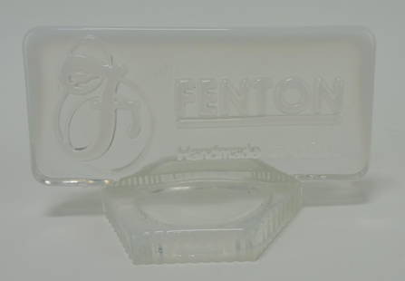 Fenton clear opalescent dealer shelf: sign