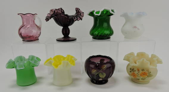 Fenton lot of 8 vases and compotes: .