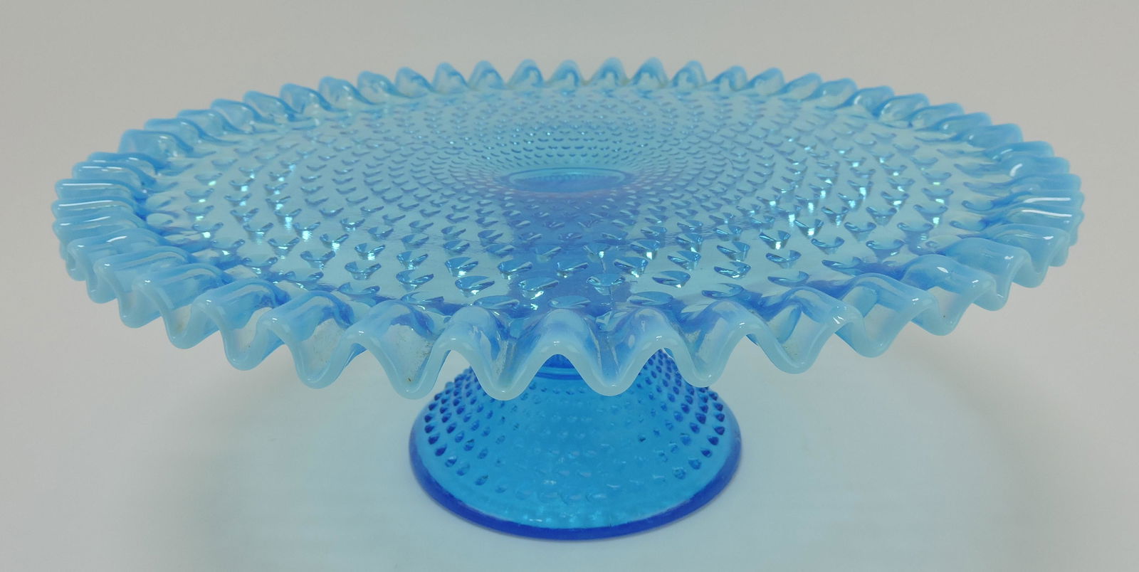 Fenton blue opalescent hobnail cake (1 of 1)