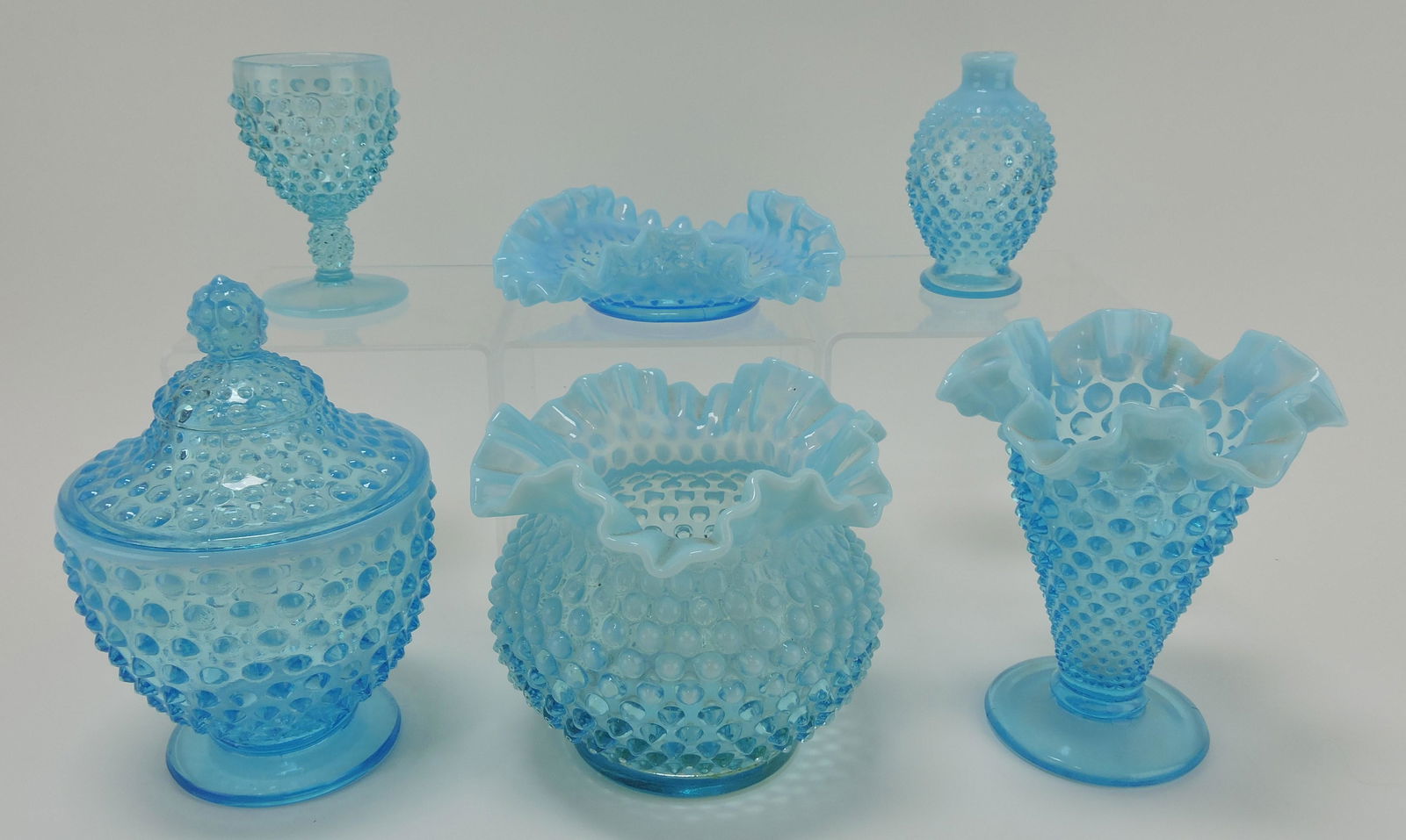 Fenton blue opalescent hobnail lot (1 of 1)