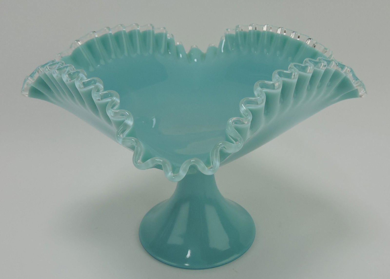 Fenton turquoise silvercrest compote, (1 of 1)