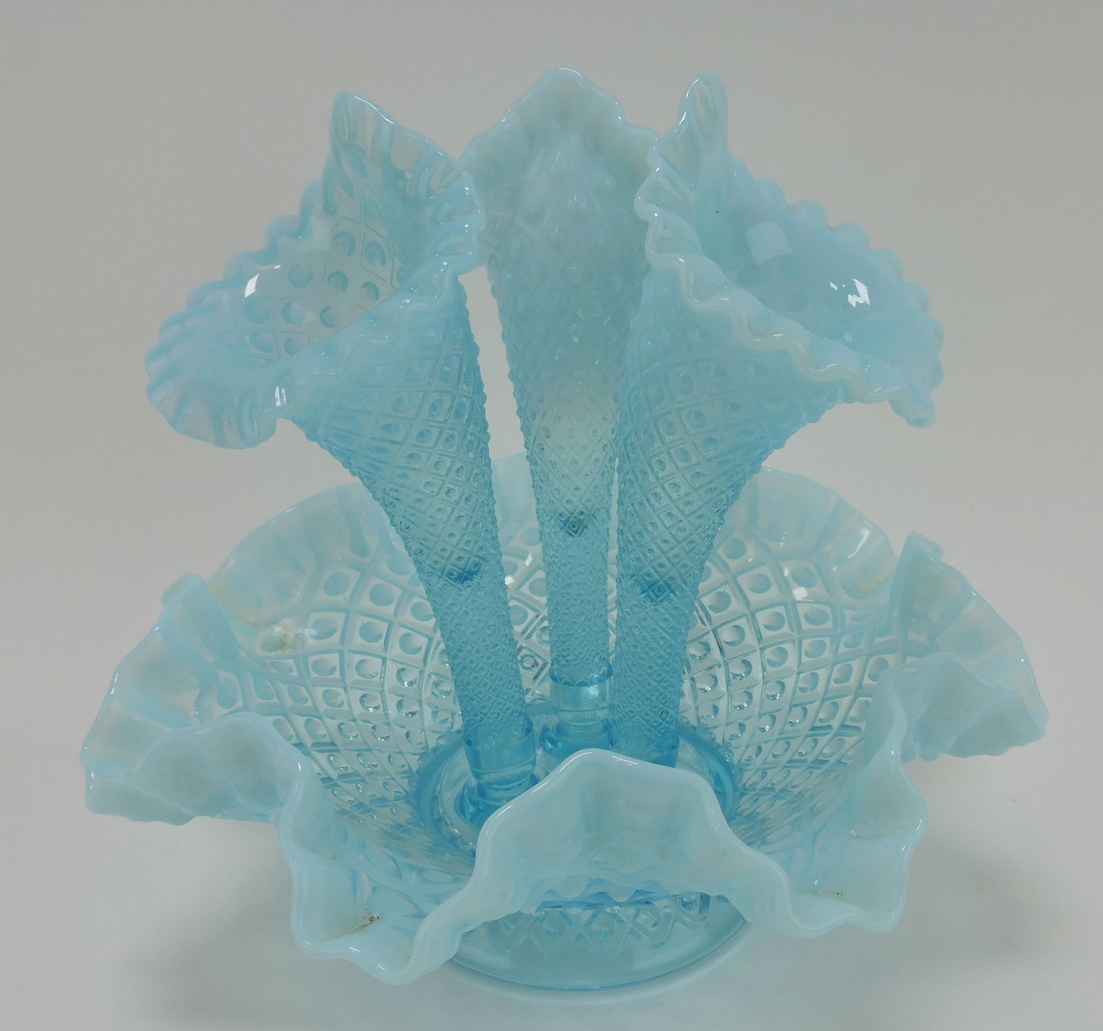 Fenton blue opalescent Diamond Lace (1 of 1)