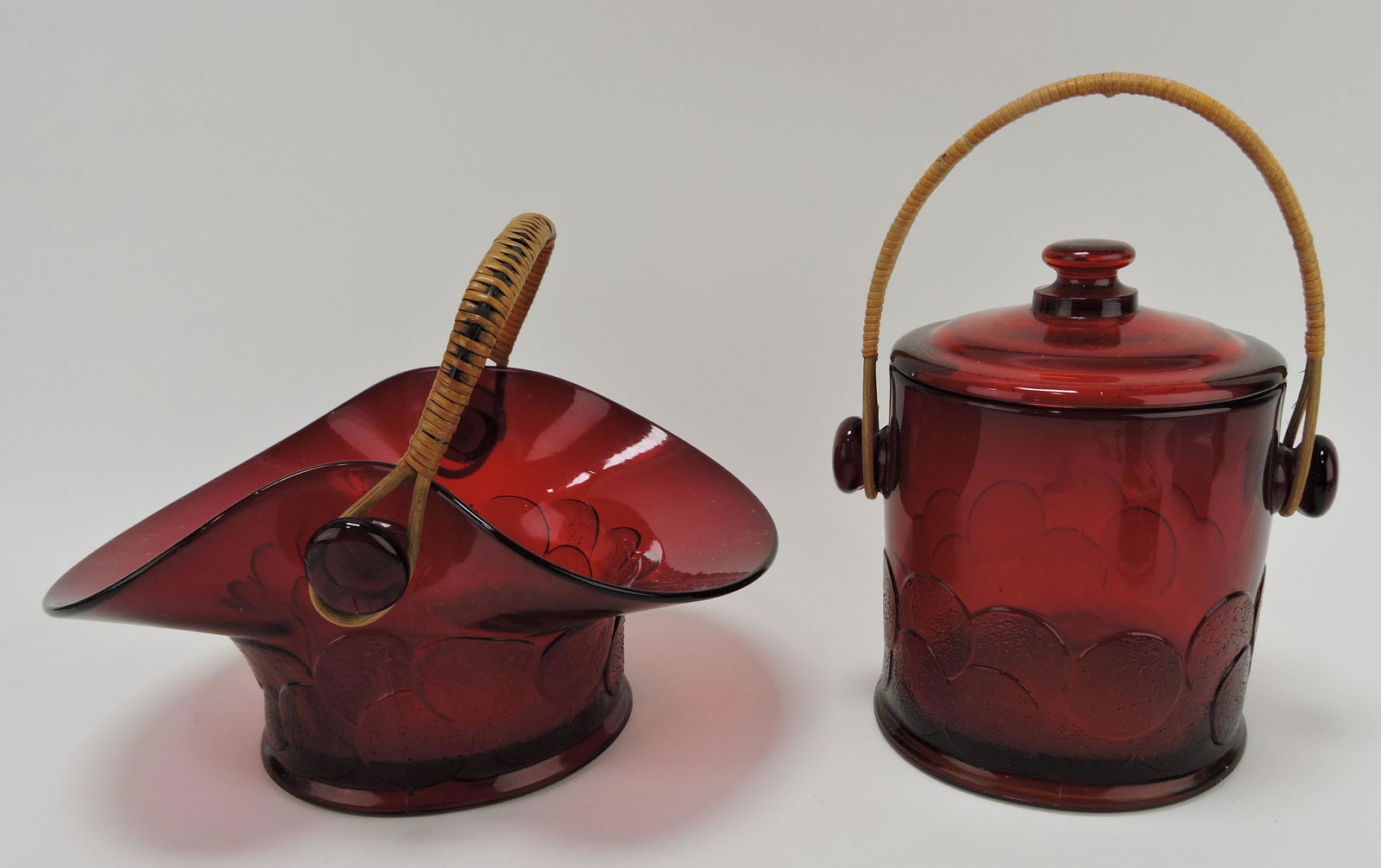Red ruby amberina glass basket and (1 of 1)