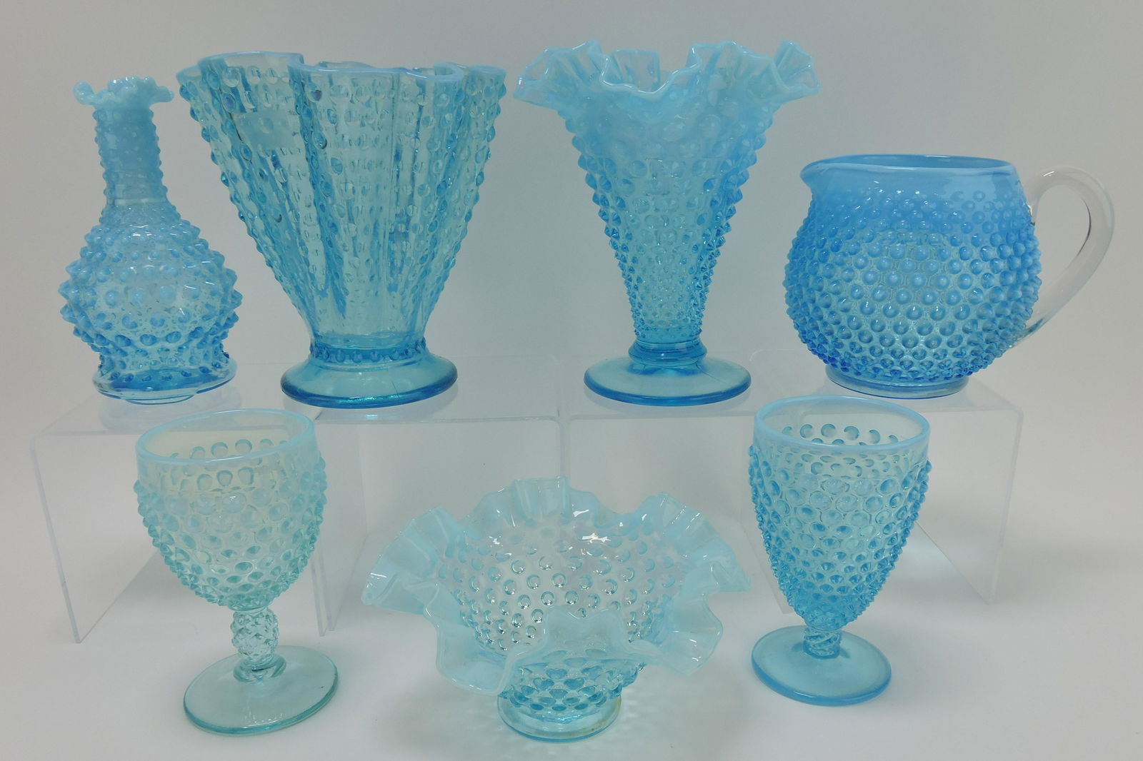 Fenton blue opalescent hobnail lot (1 of 1)