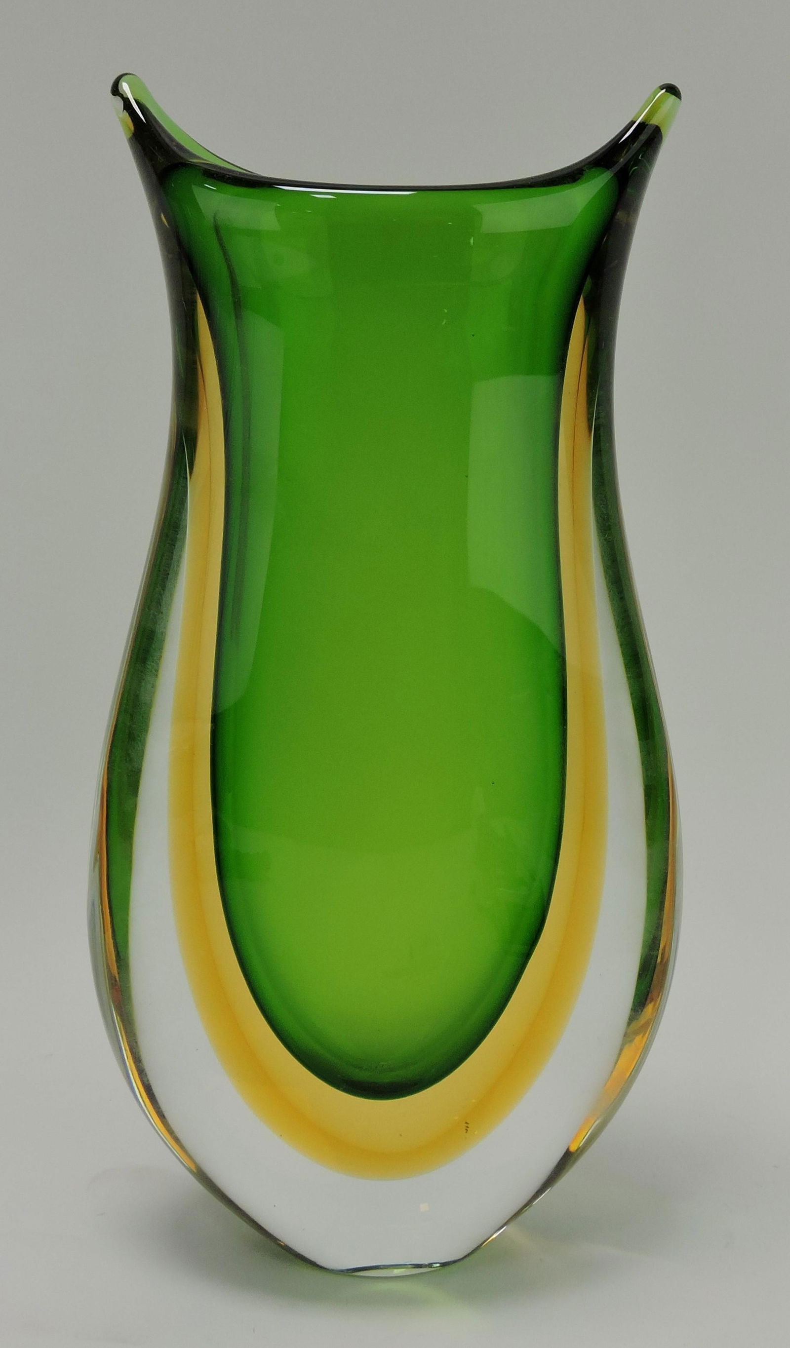 Murano heavy art glass vase, 14", (1 of 2)