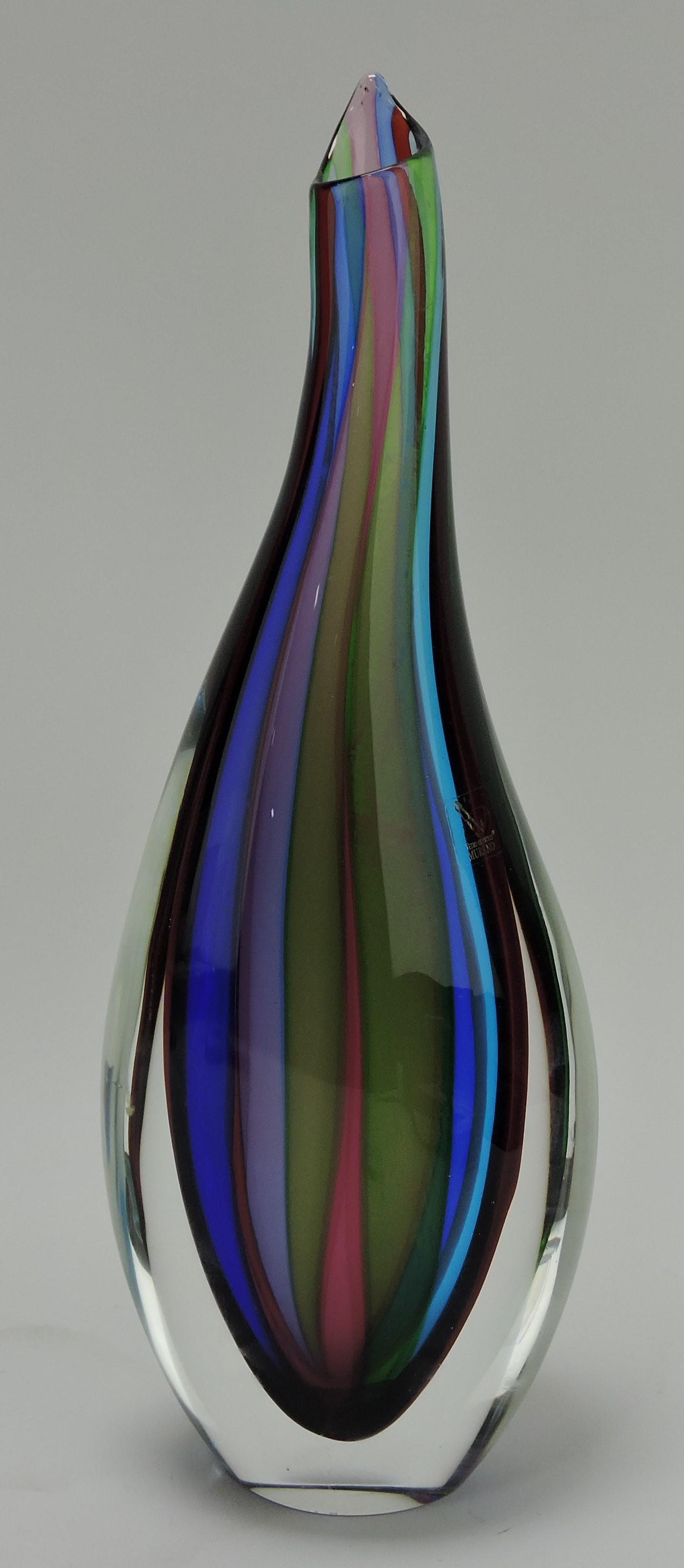 Murano heavy art glass vase, 16", (1 of 2)