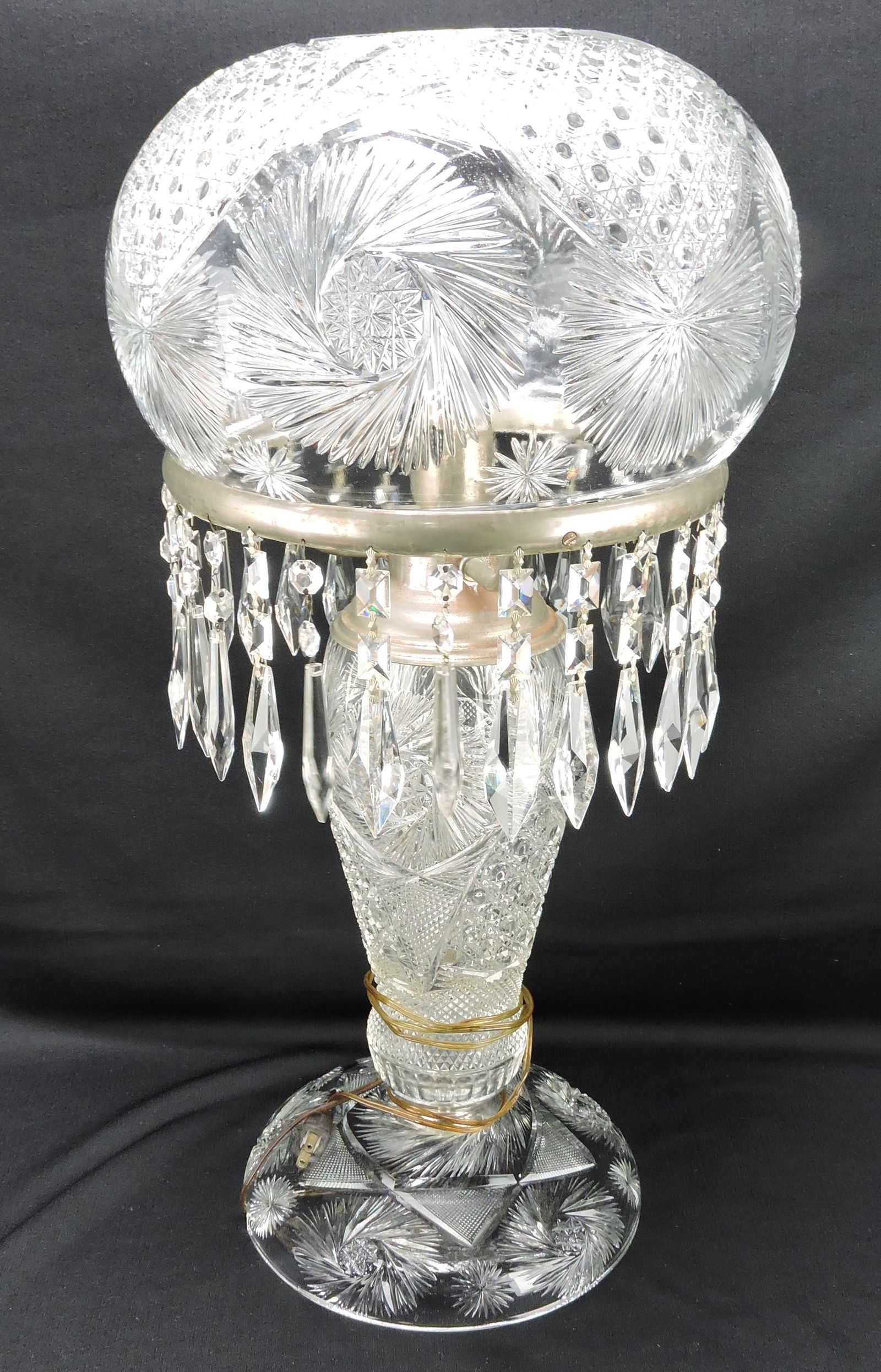 Cut glass table lamp with dome (1 of 1)