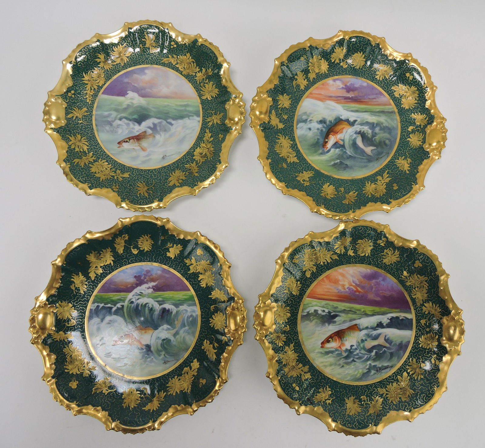 Coronet Limoges set of 4 fish plates, (1 of 2)