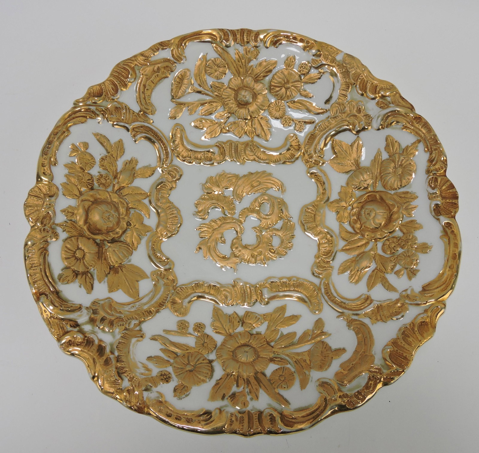 Meissen 11" plate with embossed: flowers