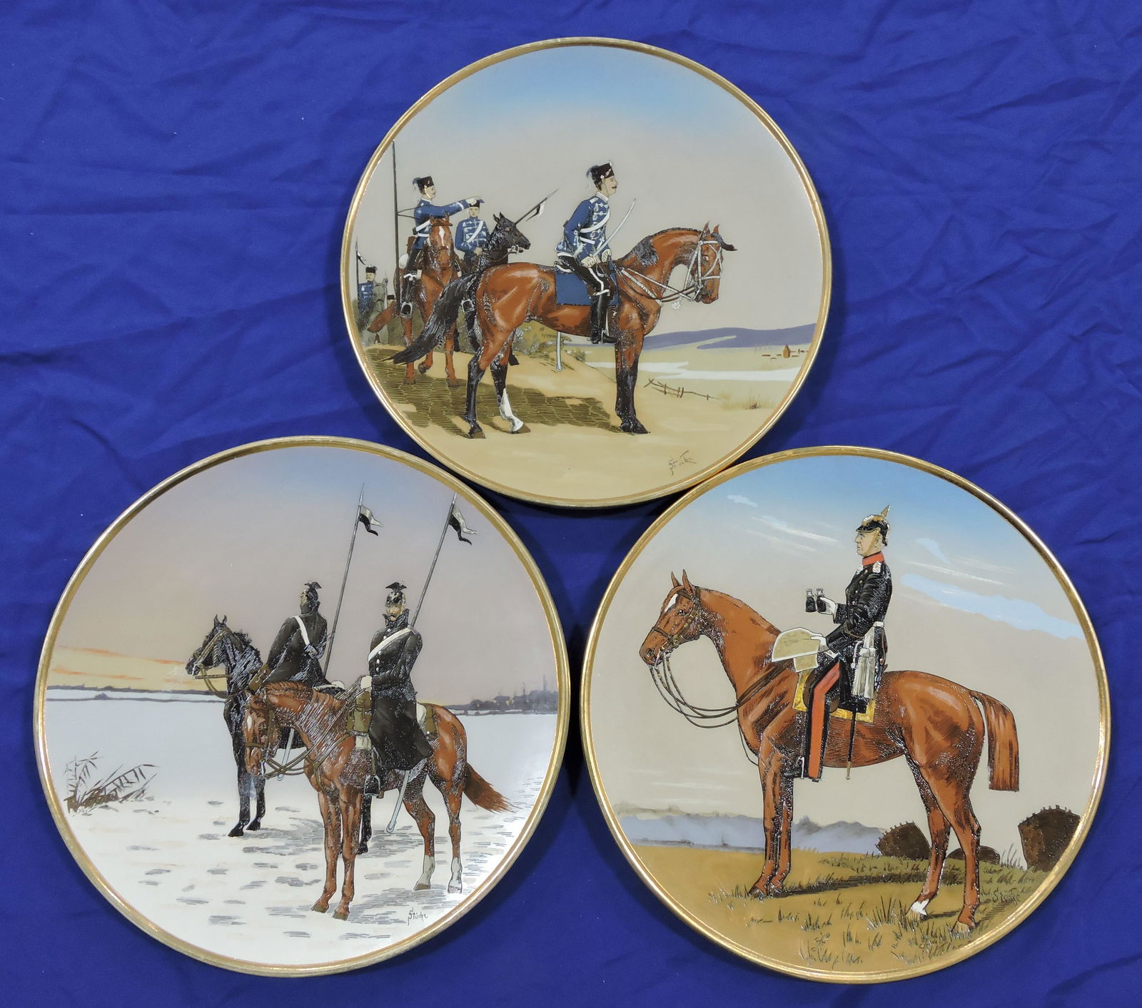 Mettlach set of 3 military plaques, (1 of 1)