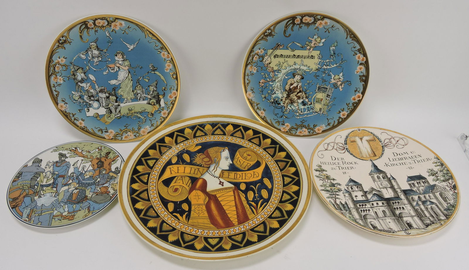 Mettlach lot of 5 plaques, 8" to 13 1/2" (1 of 1)