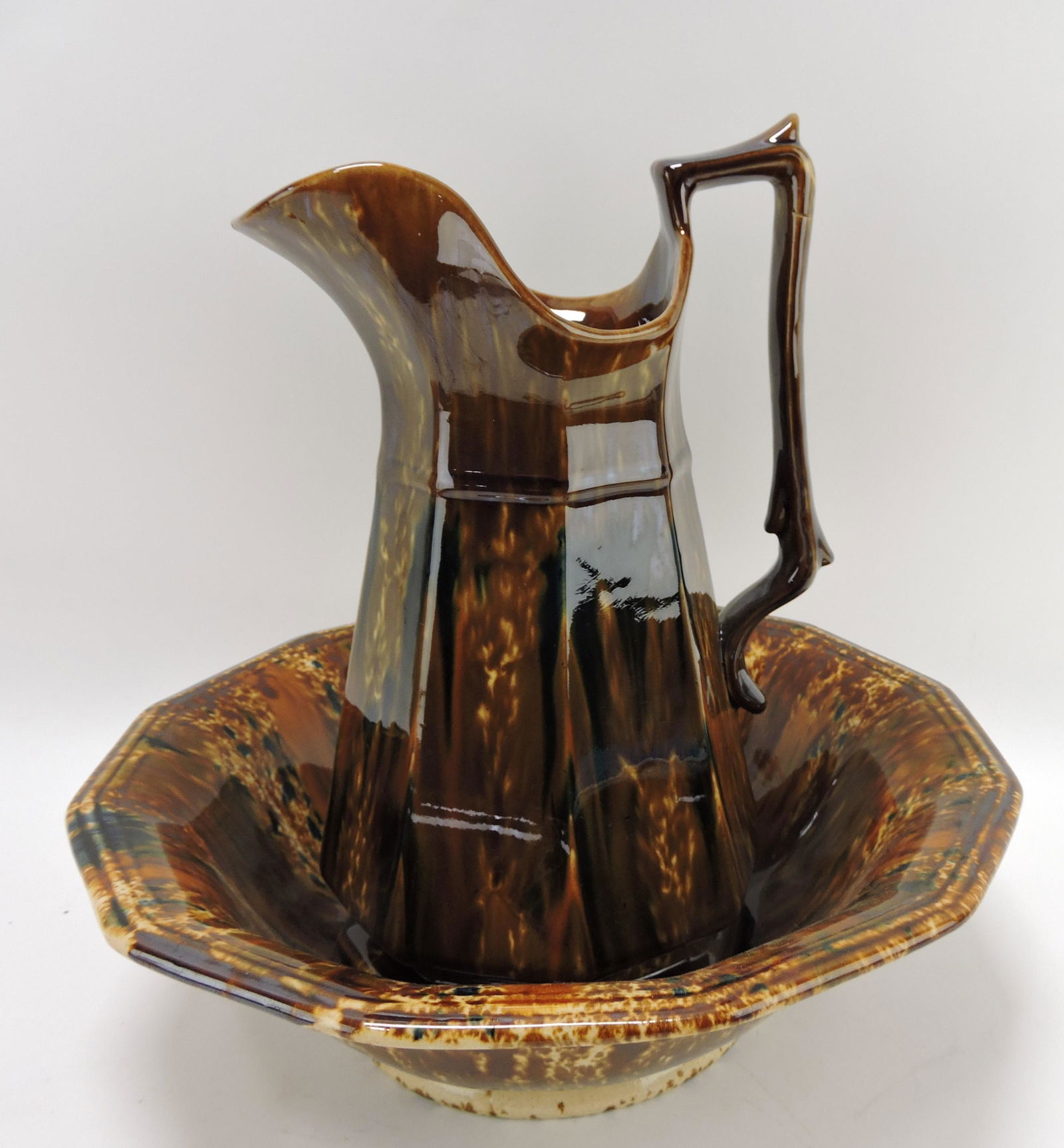 Bennington pitcher, 12", and bowl, (1 of 2)