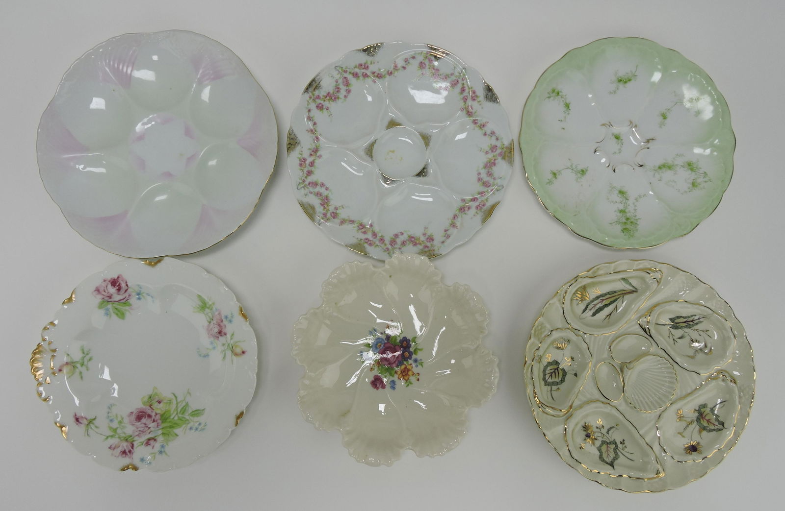 Porcelain lot of 6 oyster plates, Lenox, (1 of 1)