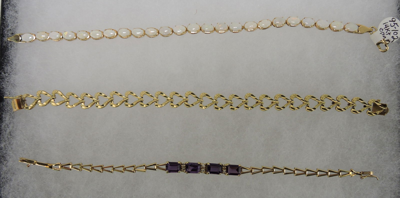 14kt yellow gold lot of 3 bracelets, (1 of 1)