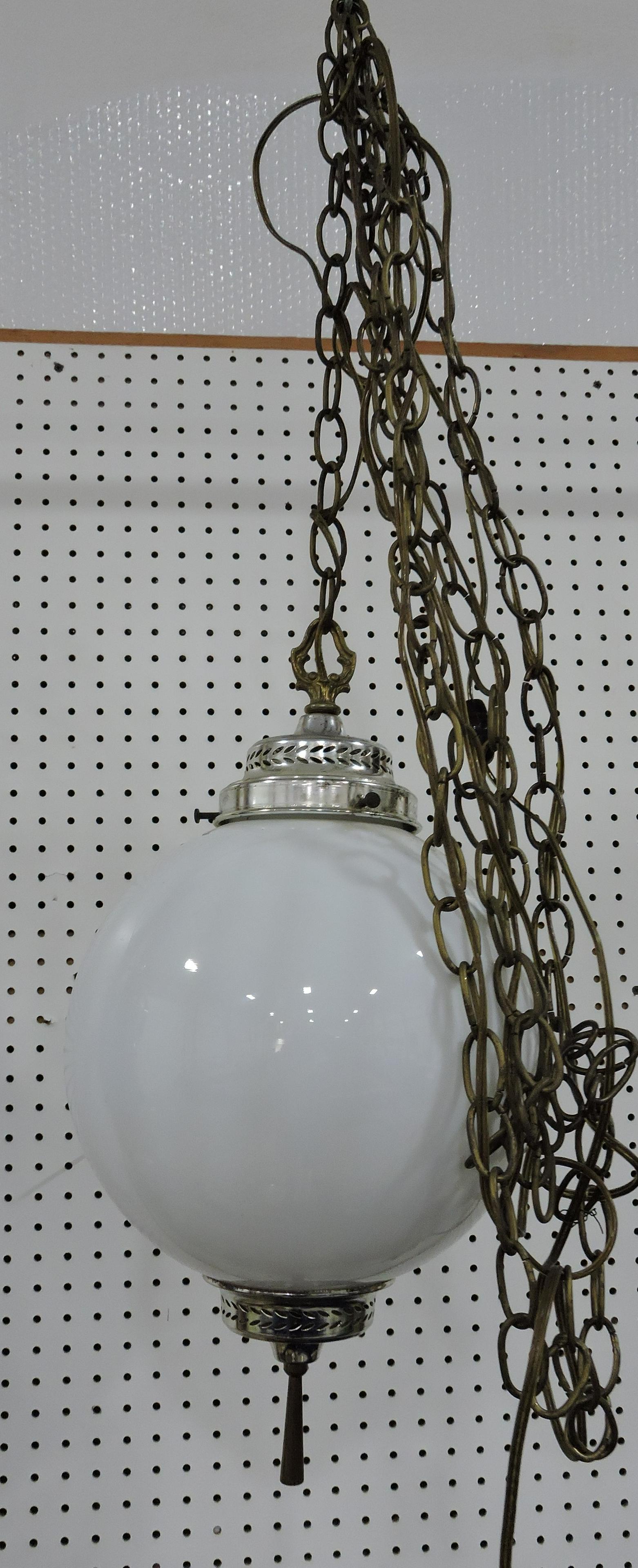 MCM white ball shade swag lamp (1 of 1)