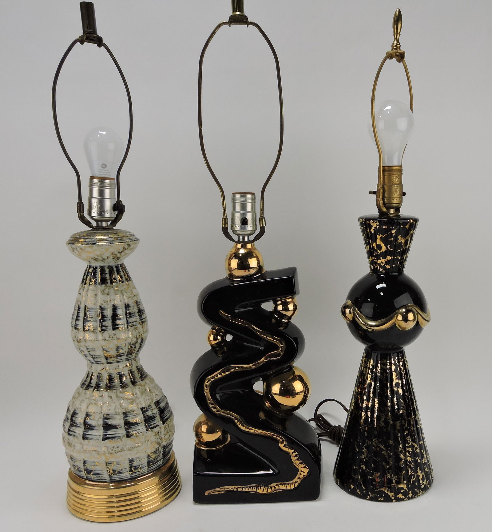 MCM lot of 3 ceramic table lamps (1 of 1)