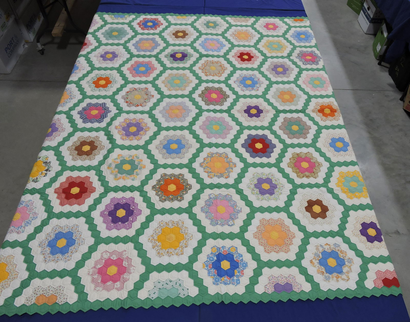 Multi color antique quilt, 89"x89" (1 of 1)