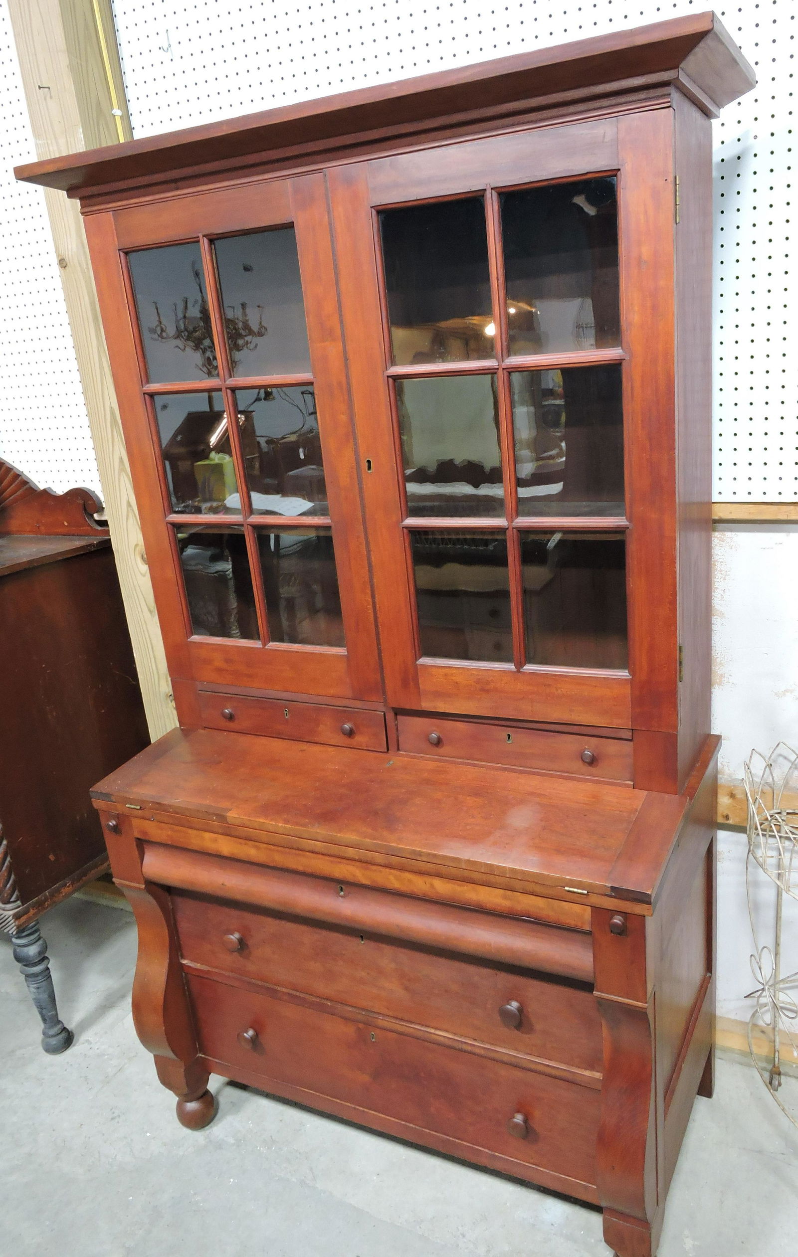 Cherry two piece secretary bookcase (1 of 2)