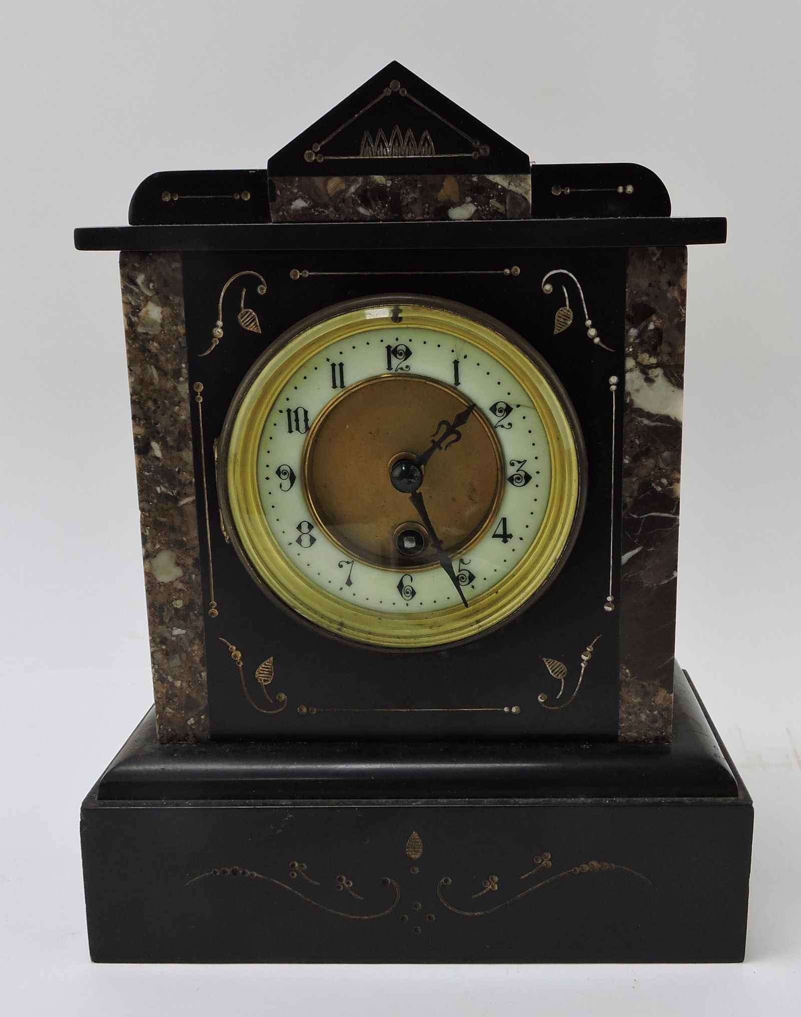 Black marble mantle clock, 11" (1 of 1)