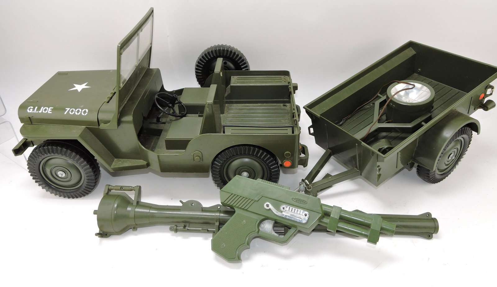 GI Joe jeep, trailer, and accessories,: Topper cap gun