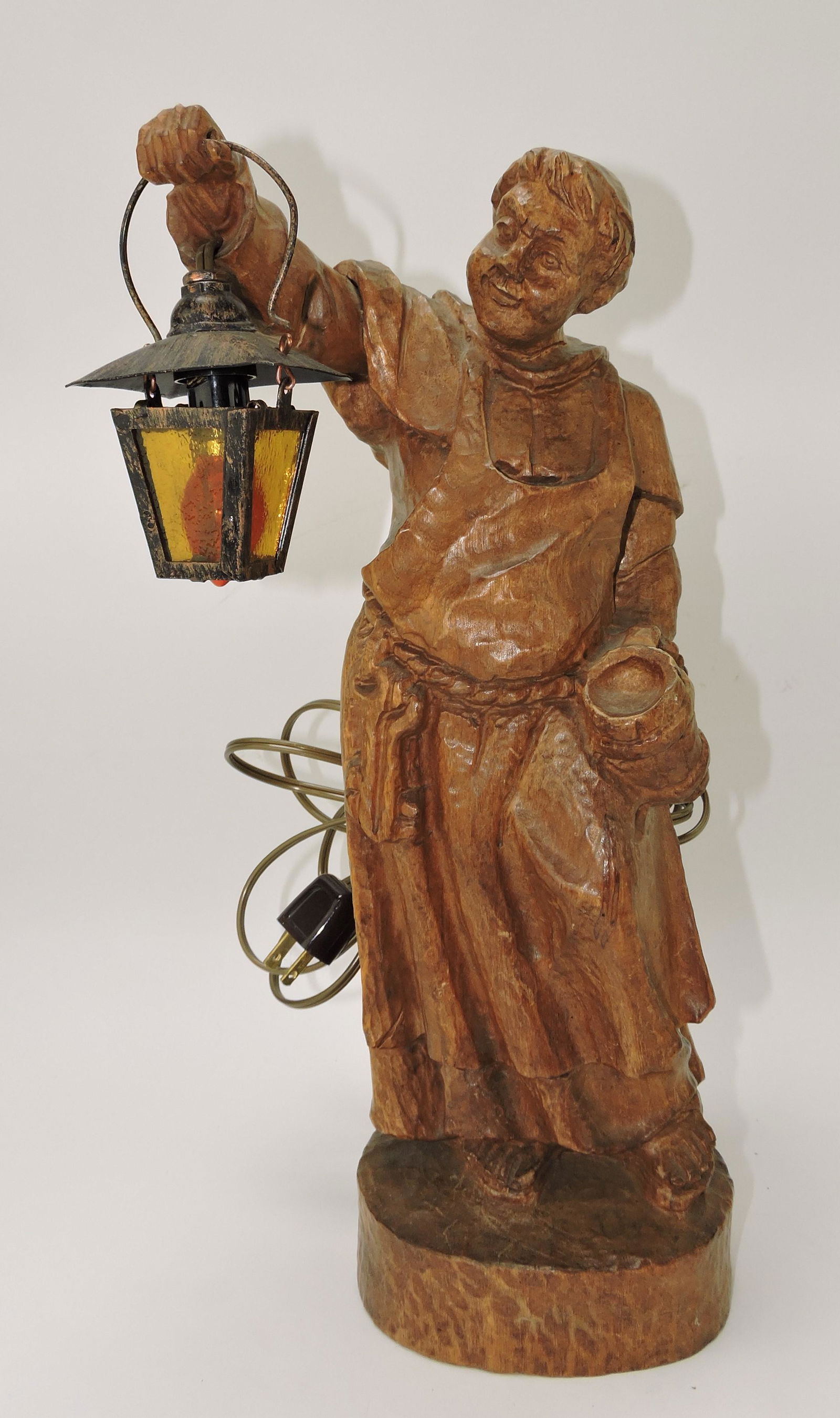 Carved wooden figure of monk with (1 of 1)