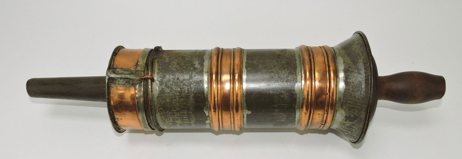 Copper, tin, and wood sausage stuffer, (1 of 1)