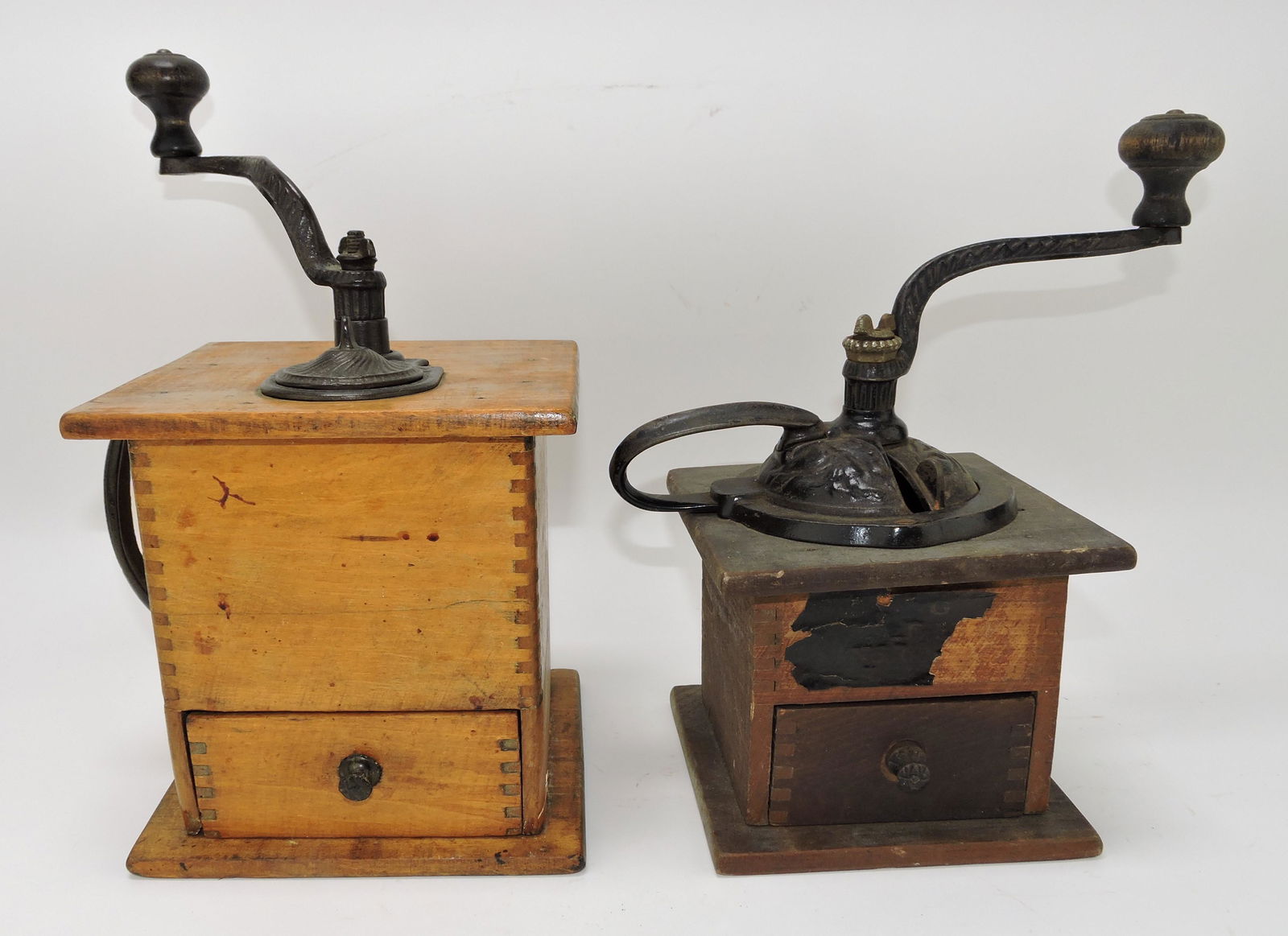 Lot of 2 wooden coffee grinders (1 of 1)