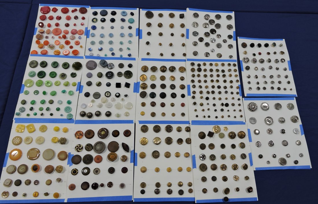 Lot of 14 cards of antique buttons, (1 of 5)