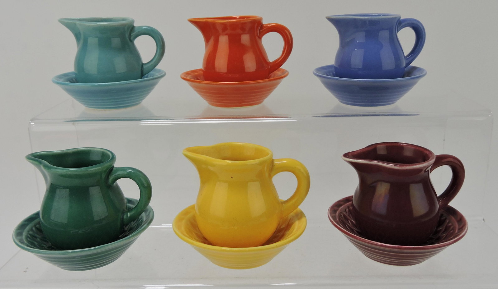 Fiesta Harlequin lot of 6 individual: creamer and nut cups, 6 different colors