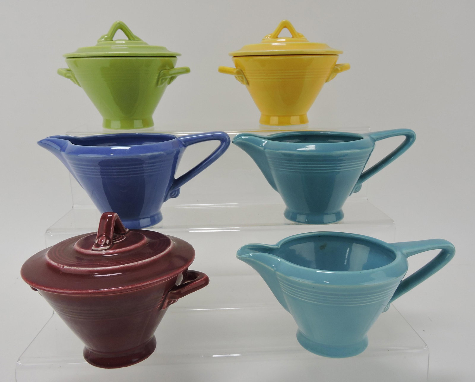 Fiesta Harlequin lot of 6 creamers: and sugars