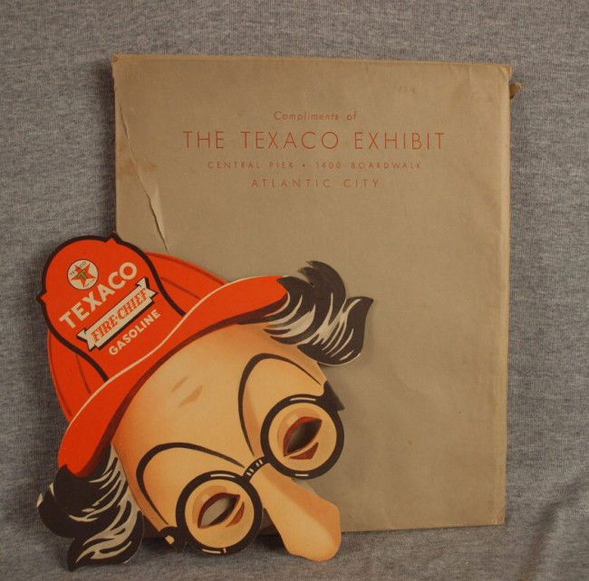 Texaco Fire Chief Gasoline card board die cut face: Texaco Fire Chief Gasoline card board die cut face, 1934