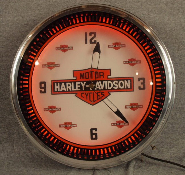 Harley Davidson neon clock, 19"d : Harley Davidson neon clock, 19"d