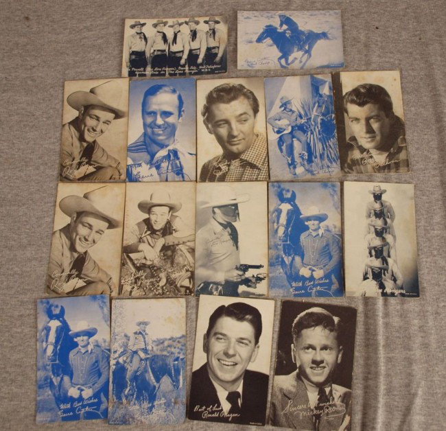 Lot of 46 Western and Movie actor card including R: Lot of 46 Western and Movie actor card including Roy Rogers, Gene Autry, Ronald Reagan, Mickey Rooney, Lone Ranger and others