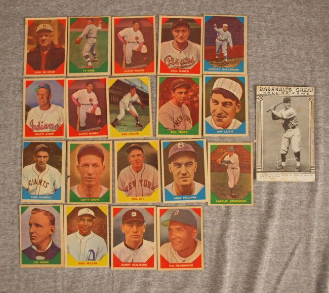 Lot of 19 Baseball cards from F.H. Fleer of early: Lot of 19 Baseball cards from F.H. Fleer of early players - John McGraw, Ty Cobb, Carl Hubbell, Bing Miller and others AND Hall of Fame card of Joe Tinker