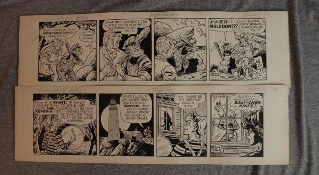 Lot of 6 original Cranberry Boggs cartoon ink dra: Lot of 6 original Cranberry Boggs cartoon ink drawings, 1946