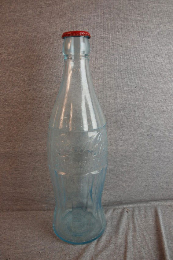 Large glass Coca Cola bottle with lid, 20"h: Large glass Coca Cola bottle with lid, 20"h
