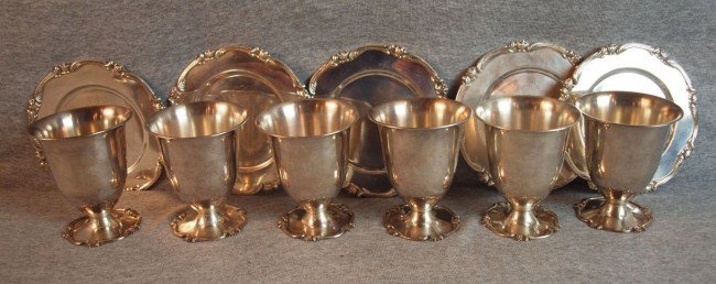 Sterling silver set of 6 sherberts, 26.6 oz and 5 m