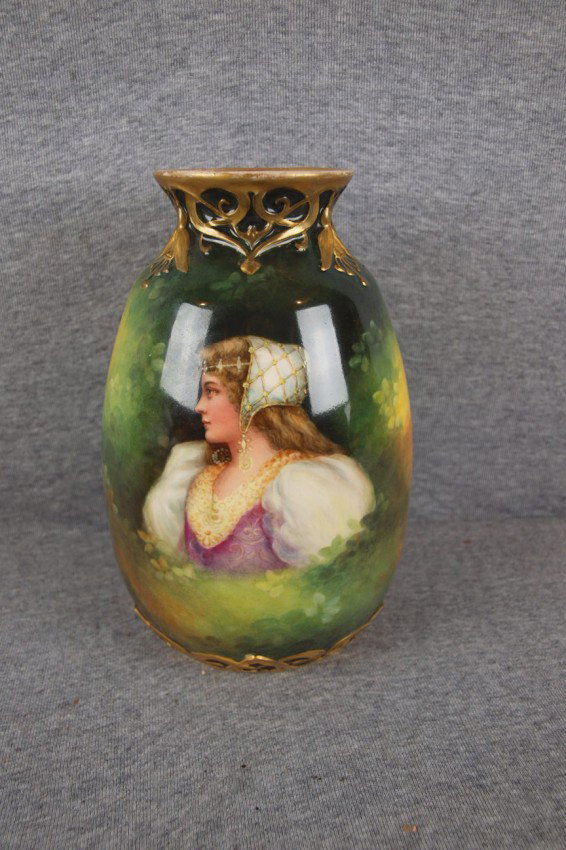 Royal Bonn portrait vase, 8 1/2", artist signed : Royal Bonn portrait vase, 8 1/2", artist signed