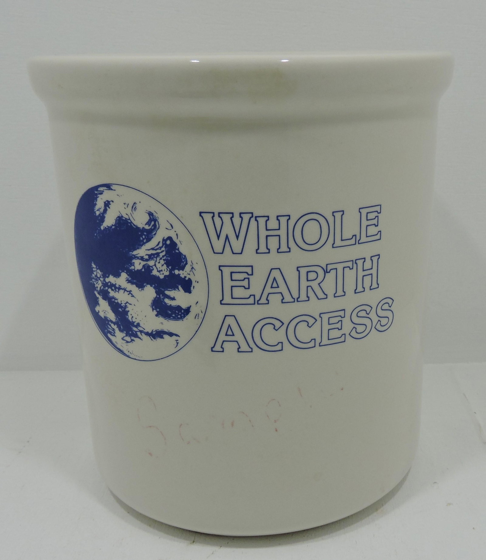 Hall China crock 'Whole Earth Access': shop sample, 7"